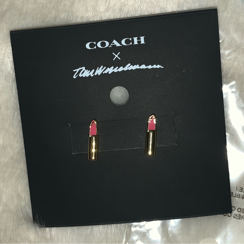 NEW! COACH x Tom Wesselman Lipstick Stud Earrings New with Tags GORGEOUS - Picture 4 of 8